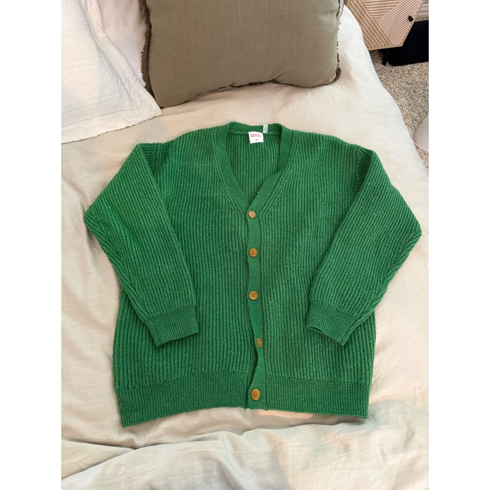H&M Green Ribbed Button-Up Cardigan
